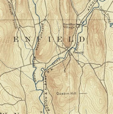 Quabbin Reservoir 1890 Usgs Old Topographic Map Before The Etsy