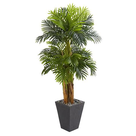 Nearly Natural Indoor 55 Ft Triple Areca Palm Artificial Tree In