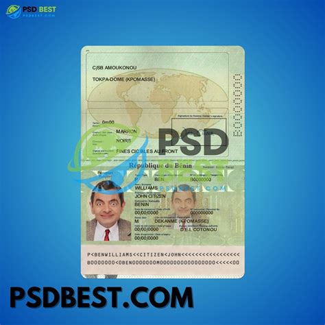 Benin Passport Fully Editable Template In Psd Format Psd Best