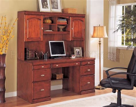 Contemporary Cherry Color Office Desk With Optional Hutch