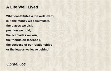 Memorial Poem A Life Well Lived