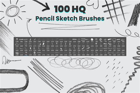 100 Pencil Sketch Brushes For Photoshop Abr File Sketching Brushes