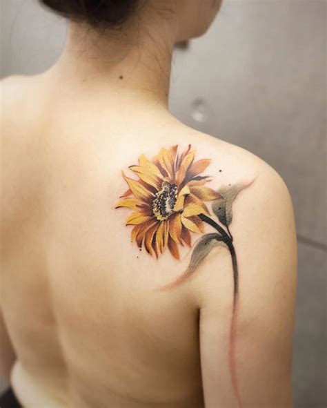 Sun Flower Tattoo On Shoulder Blade Best Tattoo Ideas Gallery