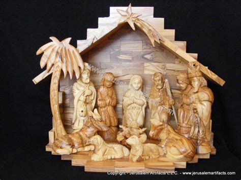 Handmade Olive Wood Nativity Set Large 12 Individual Pieces Ow001
