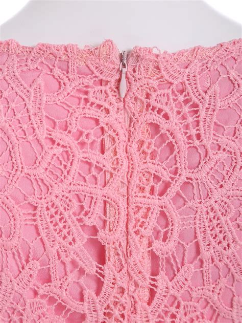 Pink Cap Sleeve Floral Crochet Lace Dress Sheinsheinside
