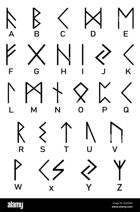 Black And White Viking Symbols Old Runic Letters And Their