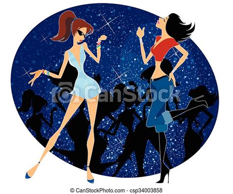 Two Girls Dancing Vector Illustration Of Two Girls Dancing