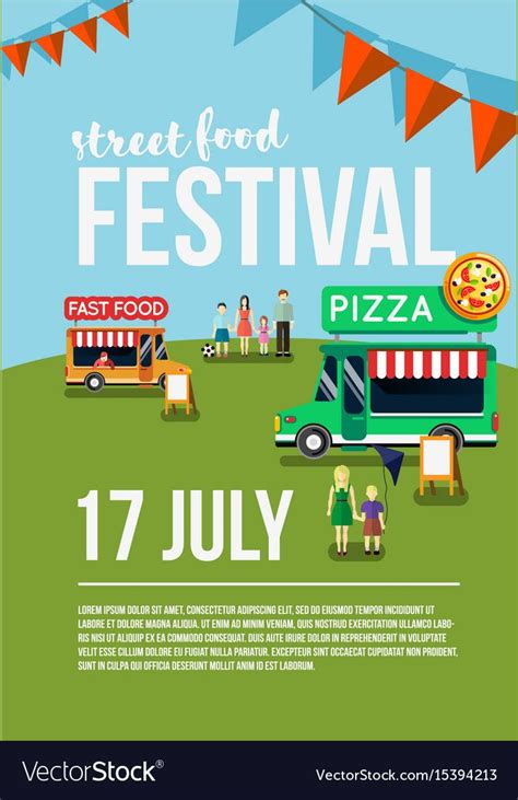Hours may change under current circumstances Food truck festival event flyer vector image on ...