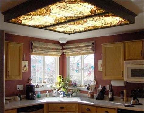 Fluorescent light fixtures are incredibly versatile. Stained glass light panels | Fluorescent light covers ...