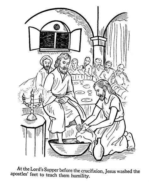 Bible Printables Easter Coloring Pages 6 Jesus Washes The Apostles