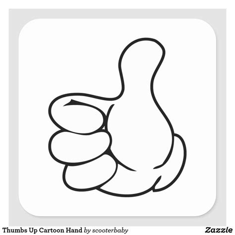 Thumbs Up Cartoon Hand Square Sticker | Cute easy drawings, Thumbs up