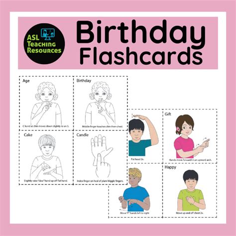 Sign Language Flashcards Birthday Asl Teaching Resources