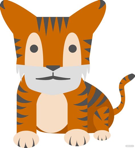 Flat Tiger Vector In Illustrator Eps  Png Svg Download