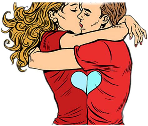 Cute Cartoon Couple Kiss  Couple Love Kissing Cartoon Sticker By