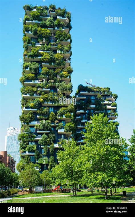 Milan Lombardy Italy Bosco Verticale Apartment House With Plants