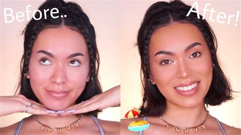 glowy 10 minute sweat proof beach makeup tutorial 2021 youtube