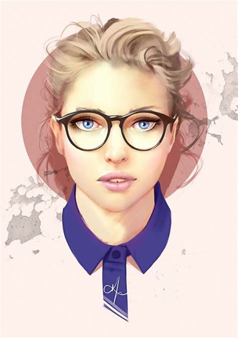 Artist Karl Liversidge Illustrator Beautiful Female Head Eyeglasses Woman Face Digital