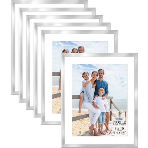Icona Bay 8x10 Brushed Silver Picture Frames W Removable Mat Contempo