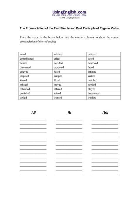 Past Tense Verbs Worksheets With Ed Simple Past Tense Change Y To I