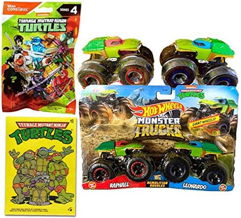 Double Shell TMNT Monster Trucks Leonardo VS Raphael Bundled With Mega