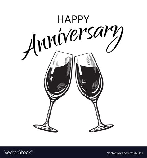 Happy Anniversary Card Text And Two Sparkling Vector Image