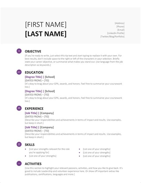modern resume cv templates minimalist simple