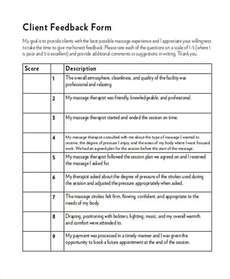 Free 8 Sample Client Feedback Forms In Ms Word