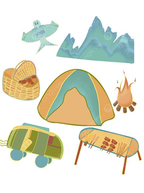 Hand Drawn Small Elements Of Camping Atmosphere Camping Mountain