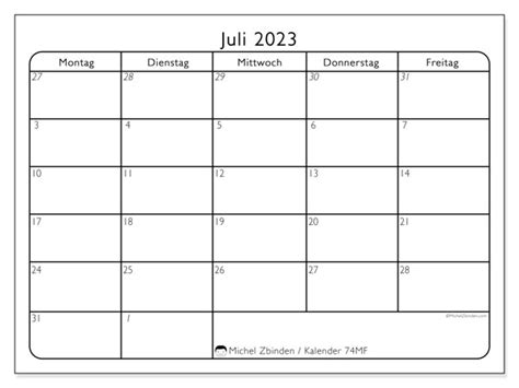 Kalender Juli 2023 Zum Ausdrucken “74ms” Michel Zbinden Lu