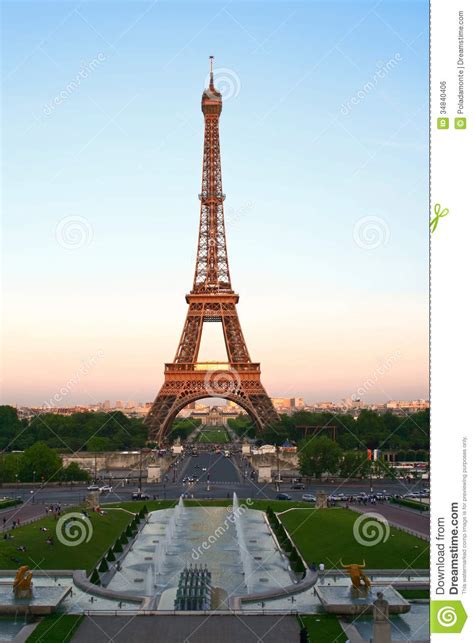Eiffel Tower At Dusk Paris France Stock Photo Image Of