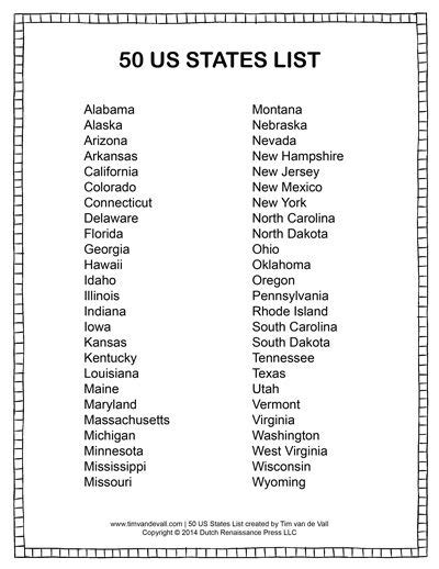 Follow us the attached printable list of 50 states abbreviations can be used for your homeschooling classroom. List of States in Alphabetical Order | Social Studies ...