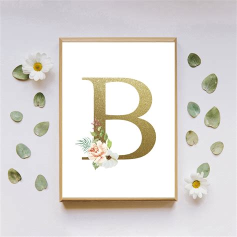 Initial Wall Art Digital Download Monogram Print Gold Initials Wall