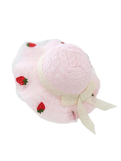 Lesimsam Kid Girls Summer Sun Hats Strawberry Decoration Cutout