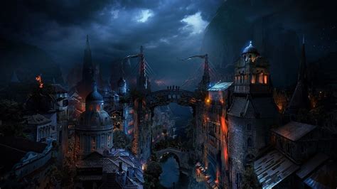 Wallpaper Fantasy Art Night Fantasy City Photo Manipulation Midnight Mostar Darkness