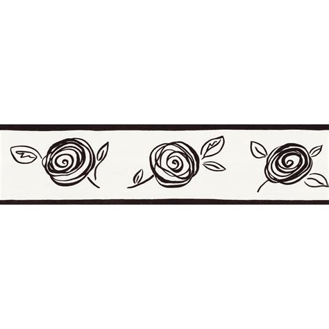 Vector greeting card with flower in retro style. Shop allen + roth 5-1/8" Black And White Floral Prepasted ...