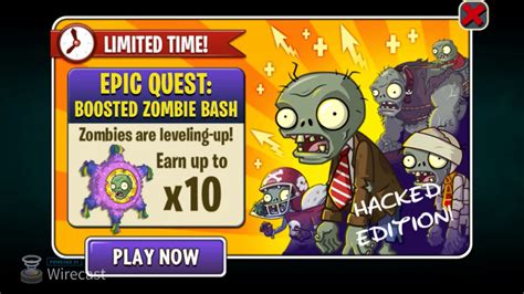 PvZ 2 Epic Quest Boosted Zombie Bash Hacked Edition Epic Quest