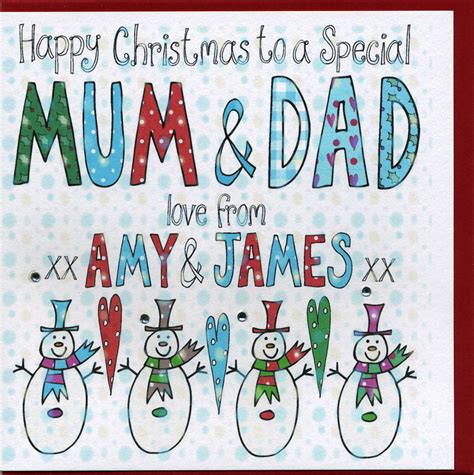 personalised mum and dad christmas card by claire sowden design