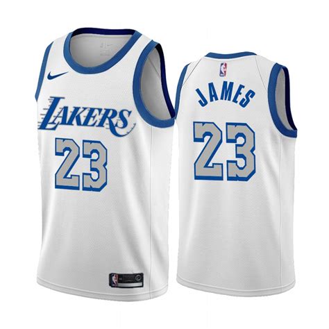 Mens Los Angeles Lakers 23 Lebron James White City Edition New Blue