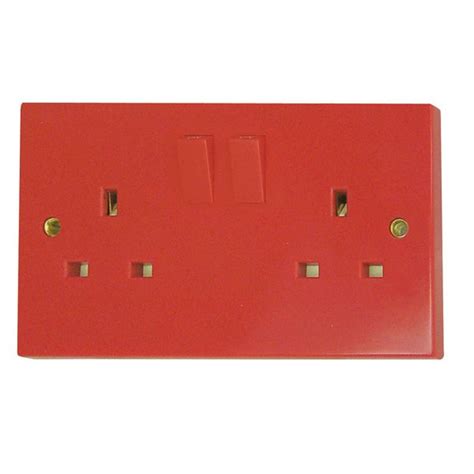 Gang A Dp Switched Socket Outlet Red Fitted With Twin Earth