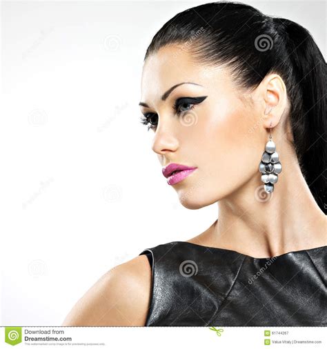 Beautiful Woman With Glamour Fashion Makeup Of Eyes And Gl Stock Image