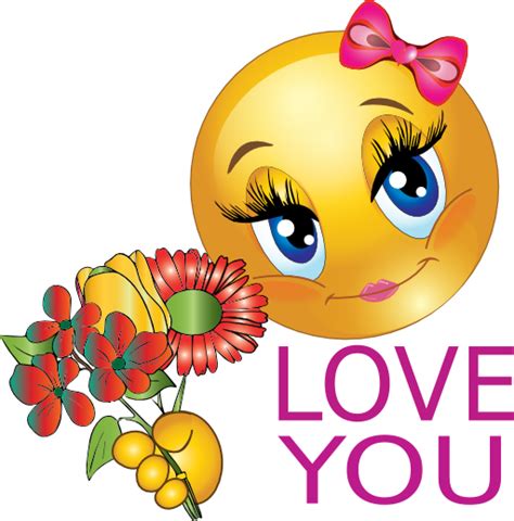 Love Smiley With Flowers Symbols And Emoticons