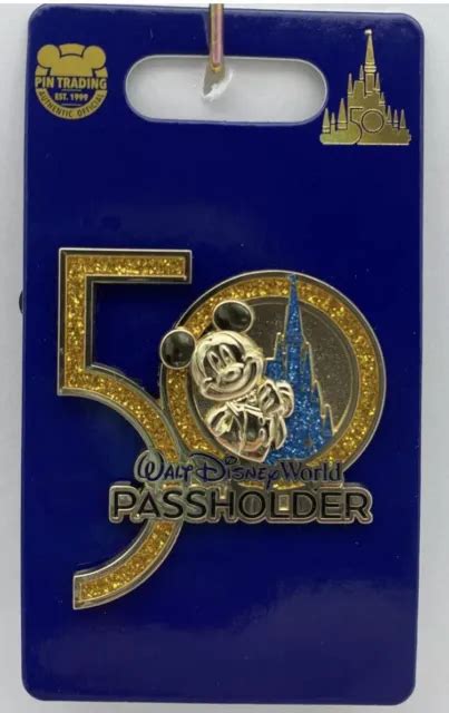 Walt Disney World Pin 50th Anniversary Mickey Mouse Passholder Wdw