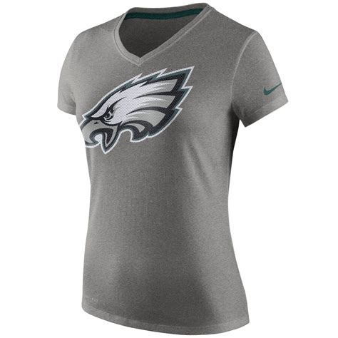 Womens Nike Gray Philadelphia Eagles Logo Mid V Neck Performance T Shirt