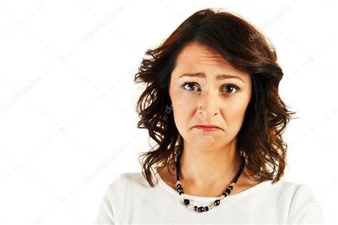 Woman With Sad Face Over White Background Stock Photo By ©wisiel 19609777