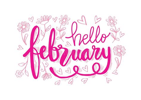 Hello February Hand Lettering Stock Illustration Illustration Of