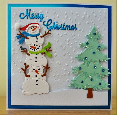 handmade christmas card cottage cutz stacked snowmen die christmas cards handmade christmas