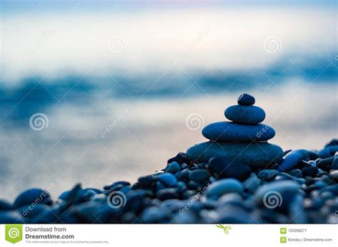 Stack Of Zen Stones On Pebble Beach Stock Image Image Of Summer