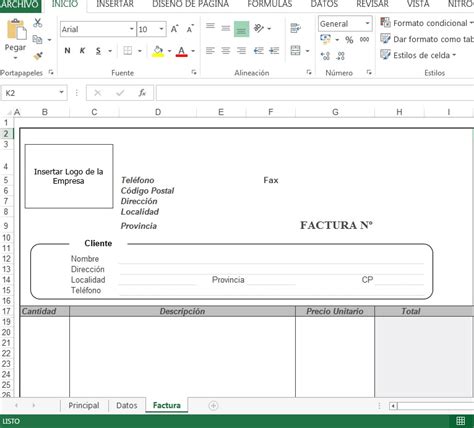 Descargar Plantilla Excel Factura