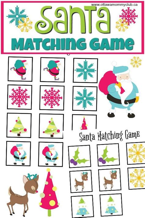 Santa Matching Game With Printables Printable Games For Kids