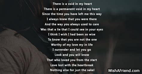 A blind hole is a hole that is reamed, drilled, or milled to a specified depth without breaking through to the other side of the workpiece. There is a void in my heart , Heartbreak Poem